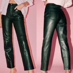 Reformation Veda Cynthia Lamb Leather Pant Straight Leg Black 2